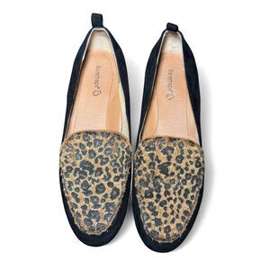 Baretraps Elliana Women’s Size 9 Loafers Black & Leopard Print Slip-On Flats